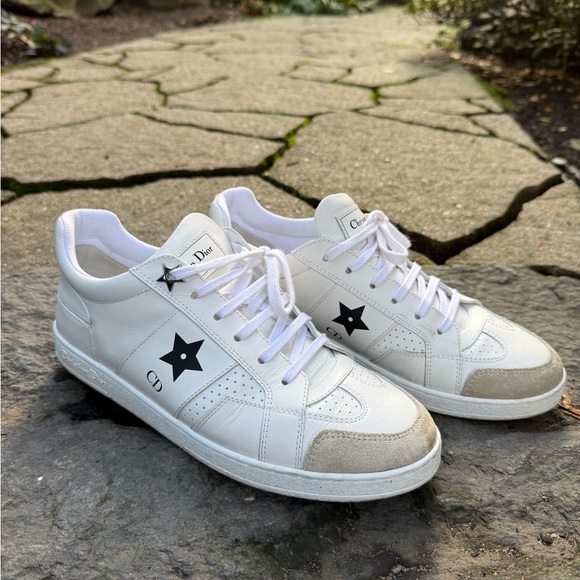Dior Shoes - Dior Star-Embellished White and Black Sneakers